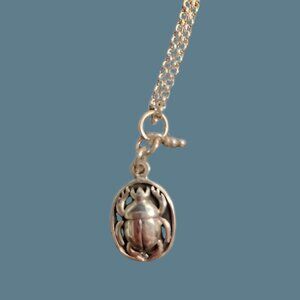 Sterling silver scarab beetle pendant necklace